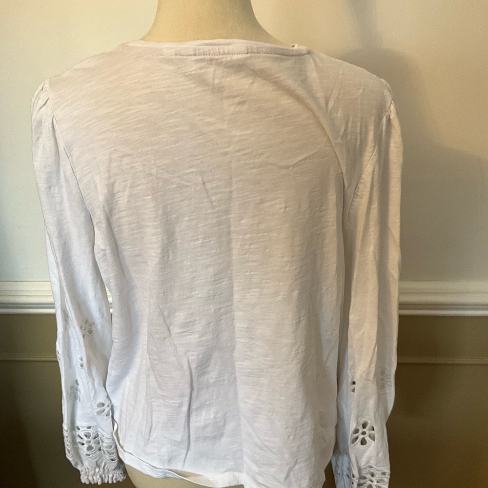 Boden White Floral Cutout Long Sleeve Top - Picture 2 of 4